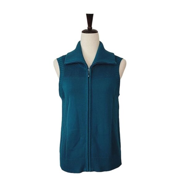 Christopher & Banks Teal Patterned Stitching Sweater Vest Size S - Picture 1 of 8